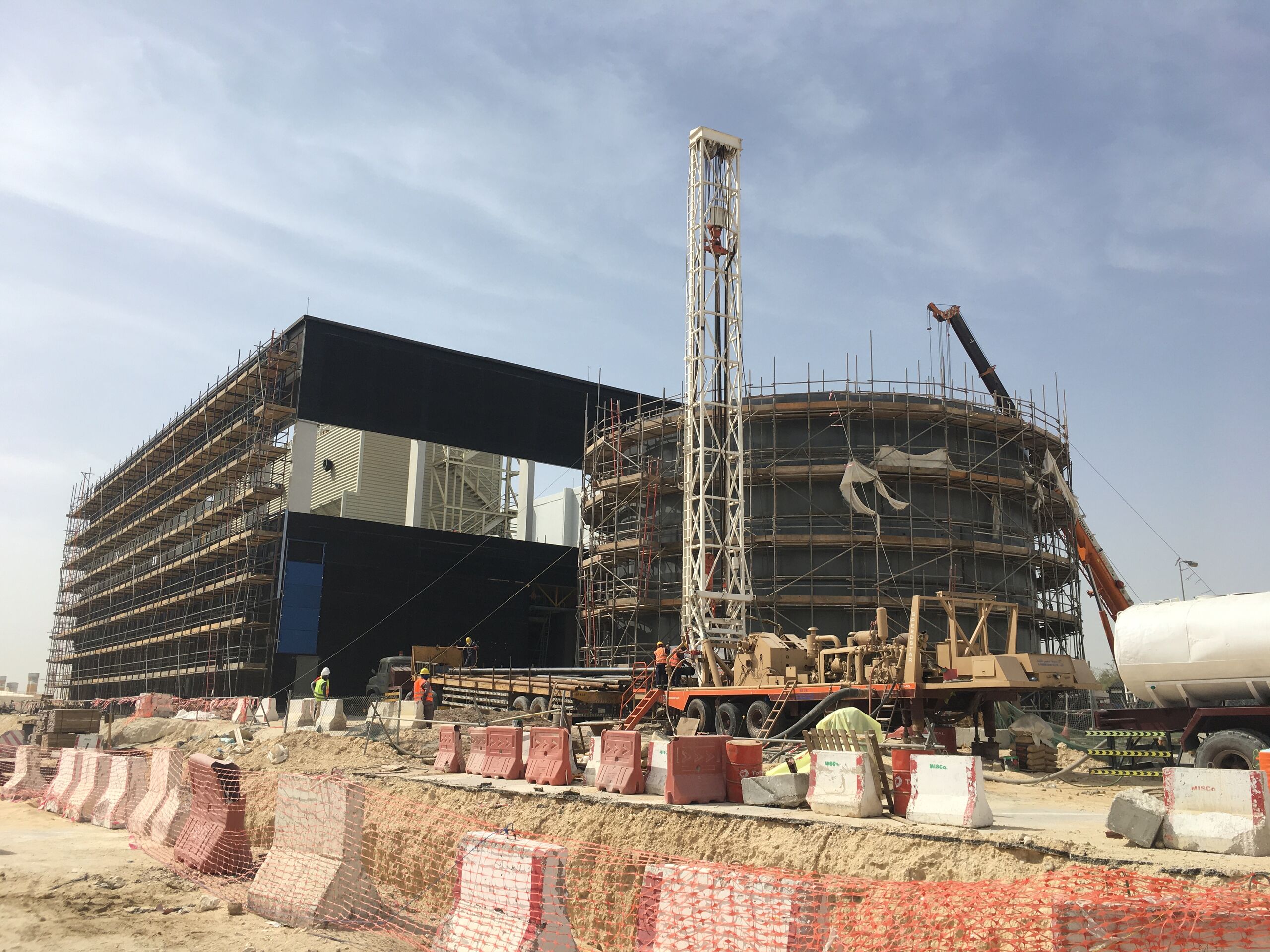 Drilling rigs and crew on site